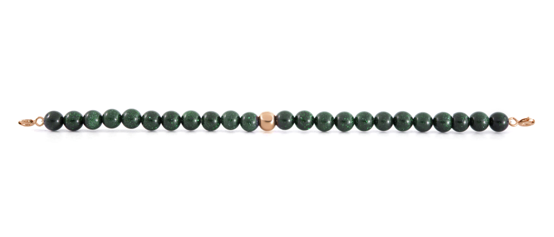 Rose Gold Clasp - Bracelet 6mm Goldstone Green
