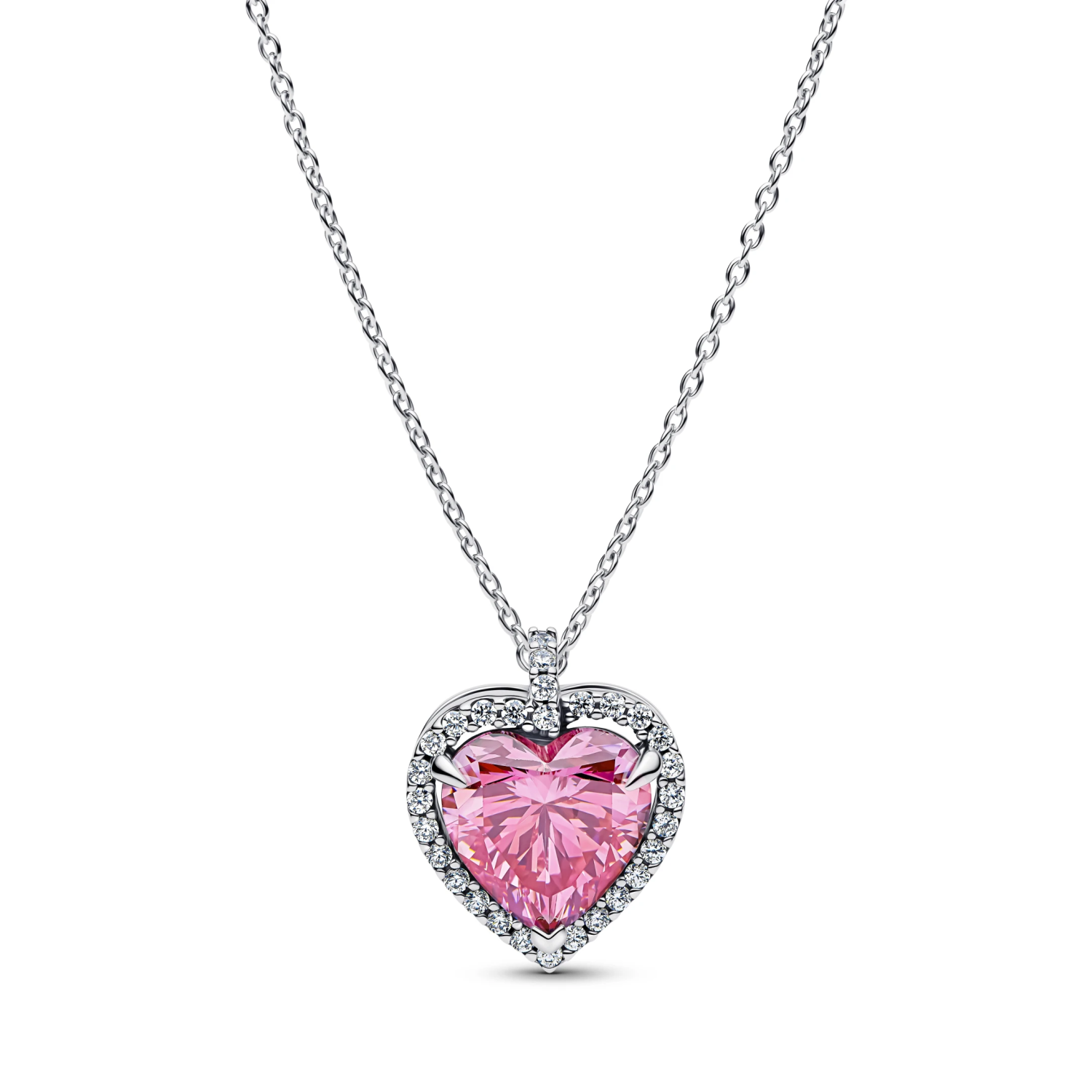 Roze Halo Hart Halsketting