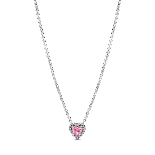 Roze Verhoogd Hart Halsketting
