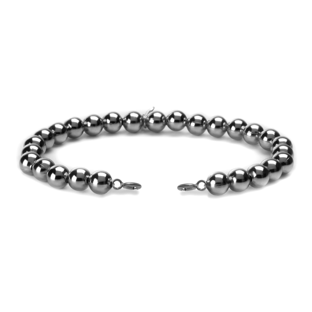 Silver - Black Rhodium plated - Bracelet 6mm beads