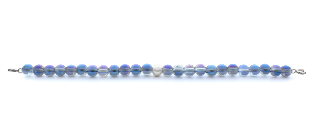 Silver Clasp - Bracelet 6mm Aqua Aura Blue
