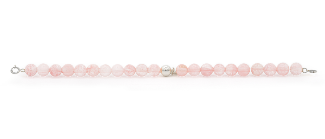 Silver Clasp - Bracelet 6mm Cherry Quartz