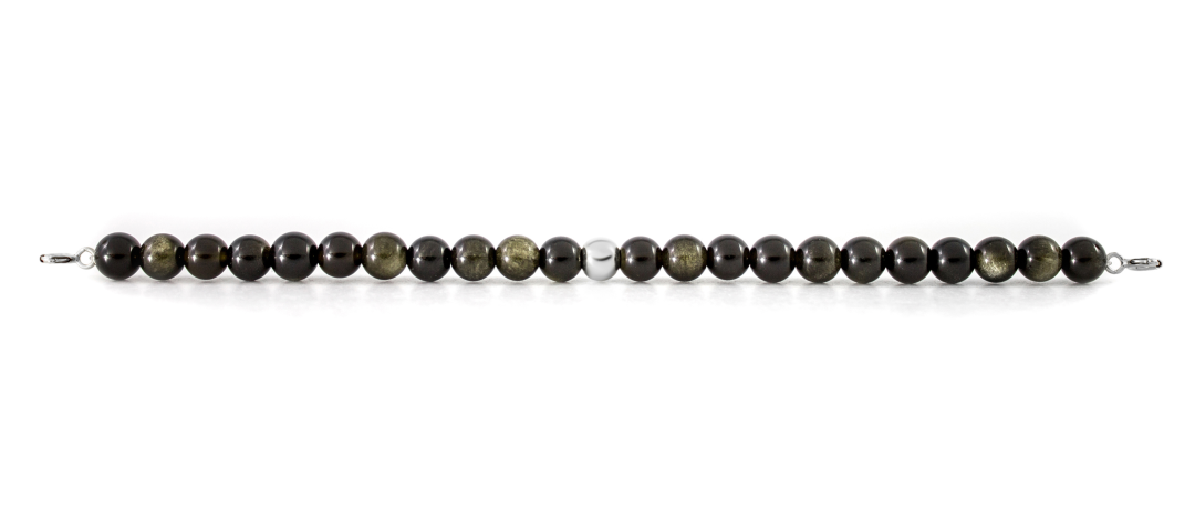Silver Clasp - Bracelet 6mm Gold Obsidian