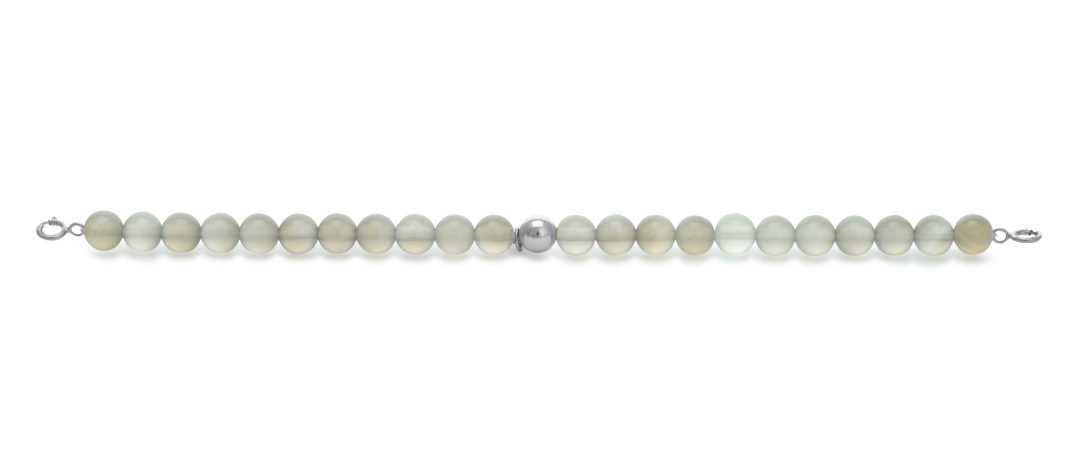 Silver Clasp - Bracelet 6mm Grey Agate