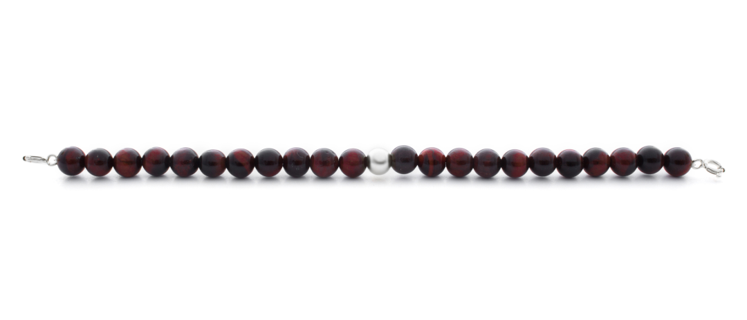 Silver Clasp - Bracelet 6mm Red Tiger Eye