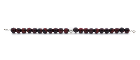 Silver Clasp - Bracelet 6mm Red Tiger Eye