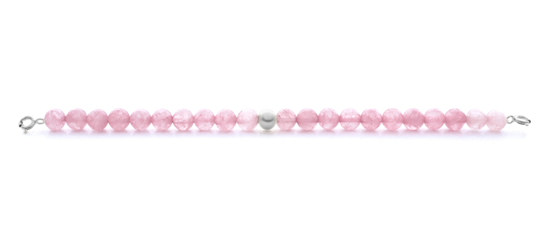 Silver Clasp - Bracelet 6mm Rose Quartz