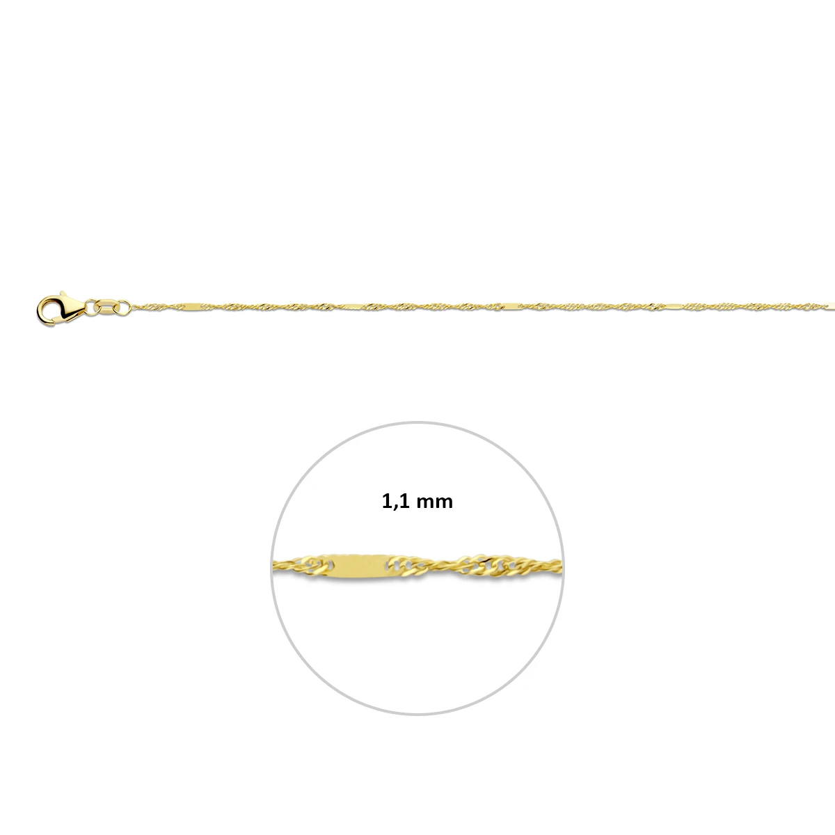 singapore 1,1 mm 14K geelgoud