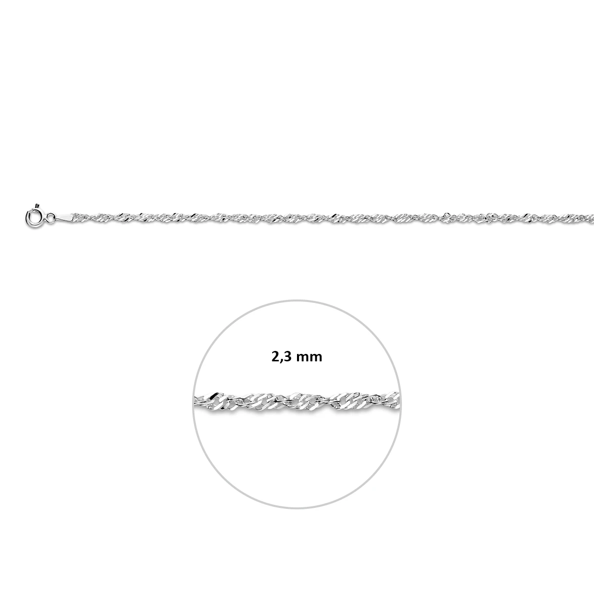 singapore 2,3 mm zilver wit