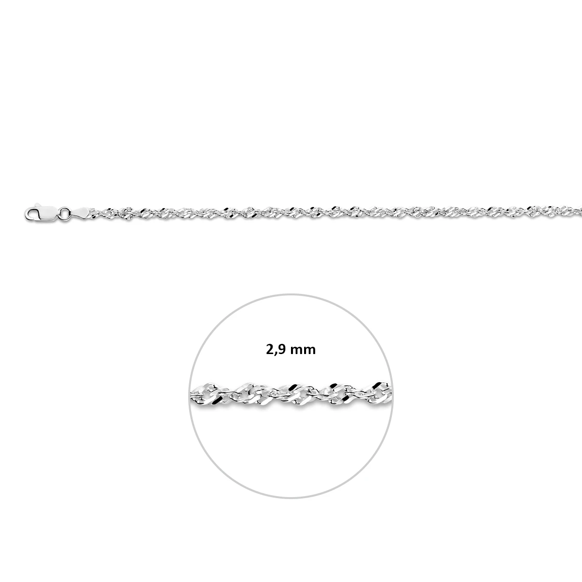 singapore 2,9 mm zilver wit