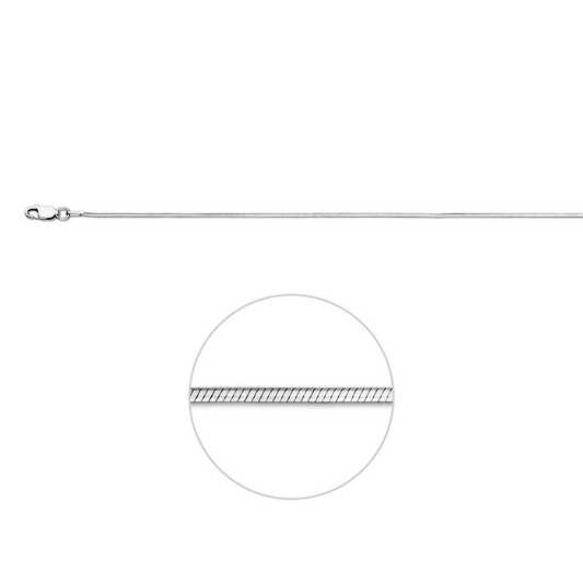 slang 8 zijdes geslepen 1,0 mm zilver gerhodineerd