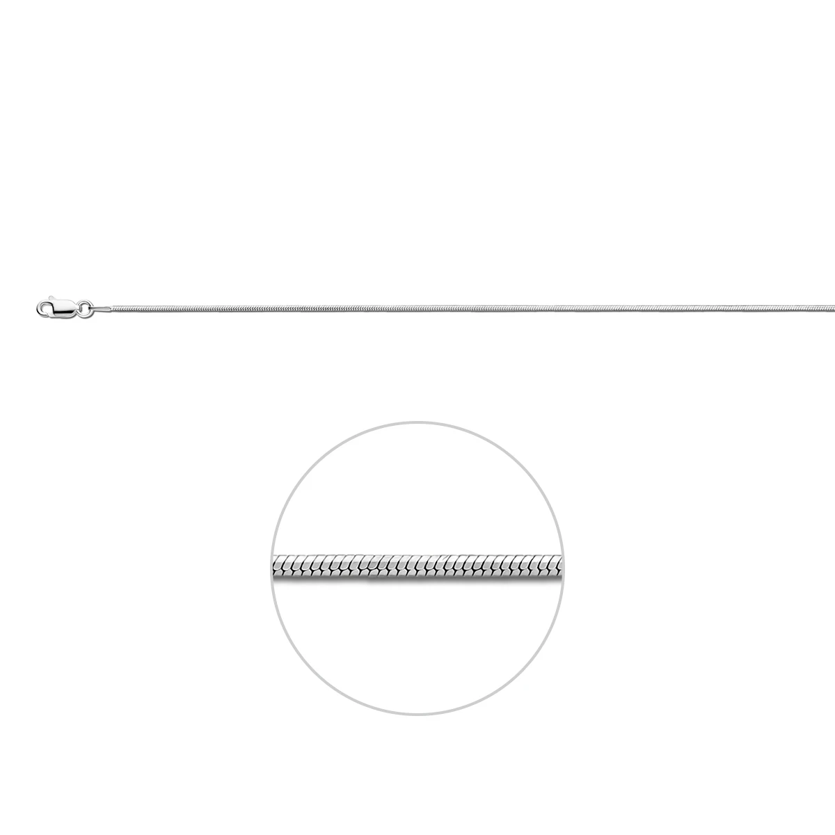 slang 8 zijdes geslepen 1,0 mm zilver wit