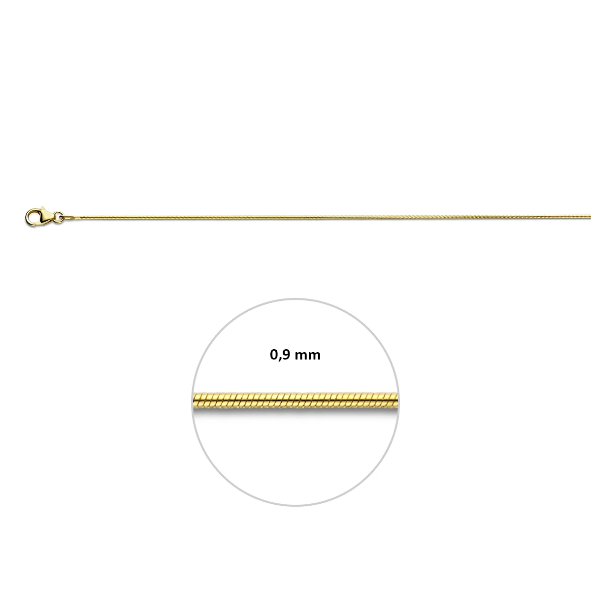 slang rond 0,9 mm 14K geelgoud