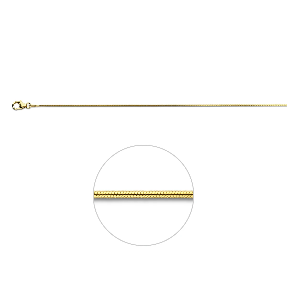 slang rond 0,9 mm 14K geelgoud