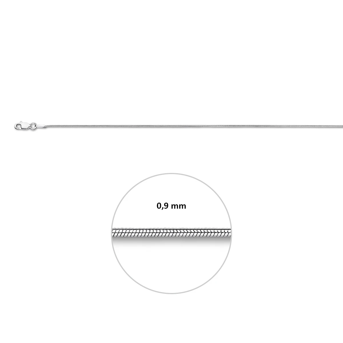 slang rond 0,9 mm zilver wit