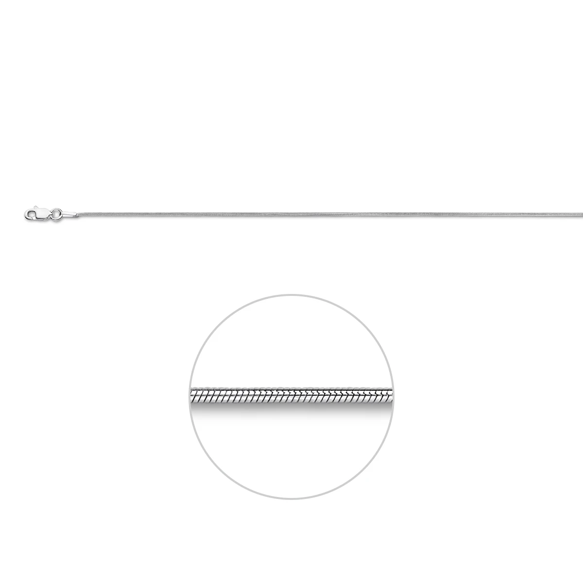 slang rond 0,9 mm zilver wit