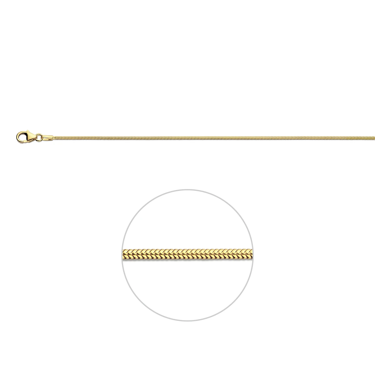 slang rond 1,2 mm 14K geelgoud