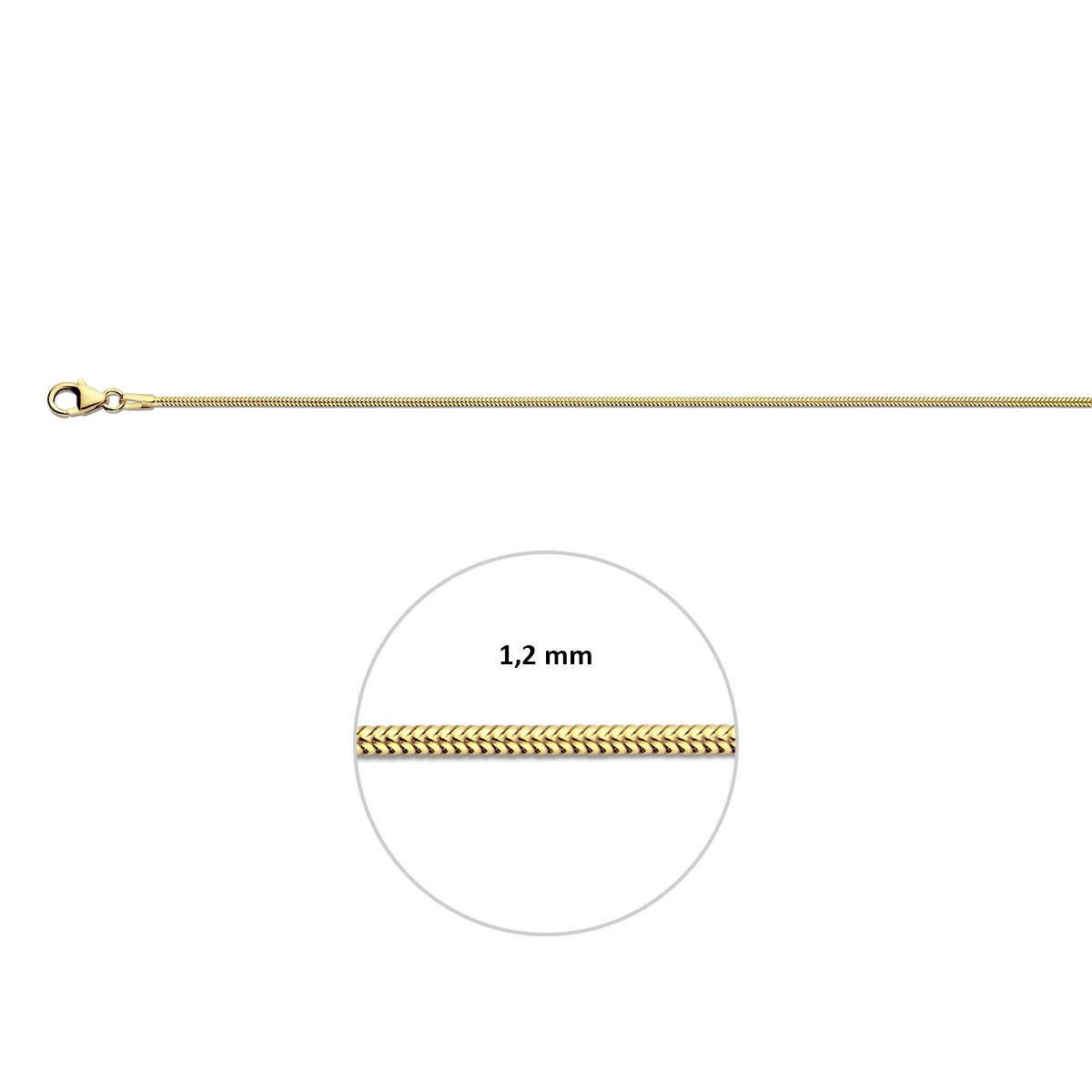 slang rond 1,2 mm 14K geelgoud