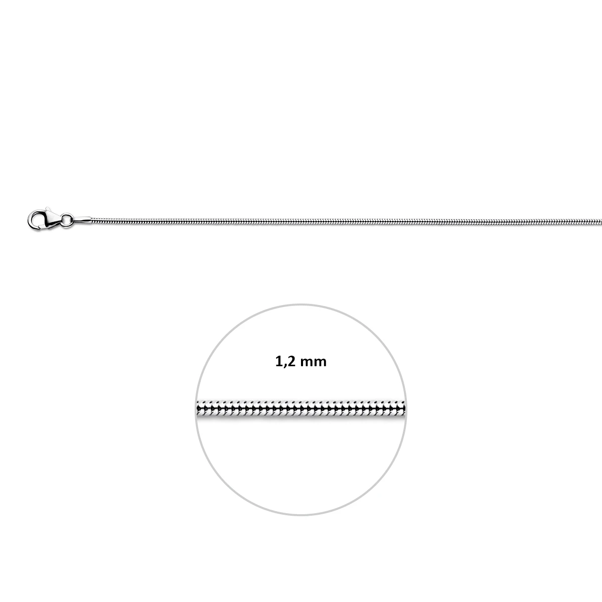 slang rond 1,2 mm 14K witgoud