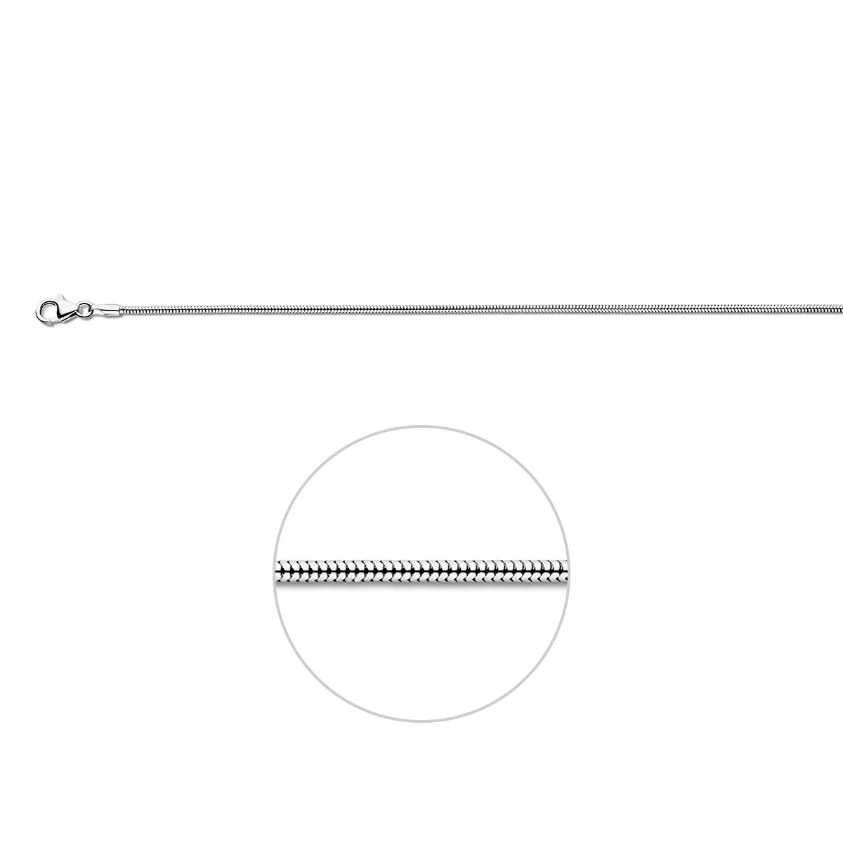 slang rond 1,4 mm 14K witgoud