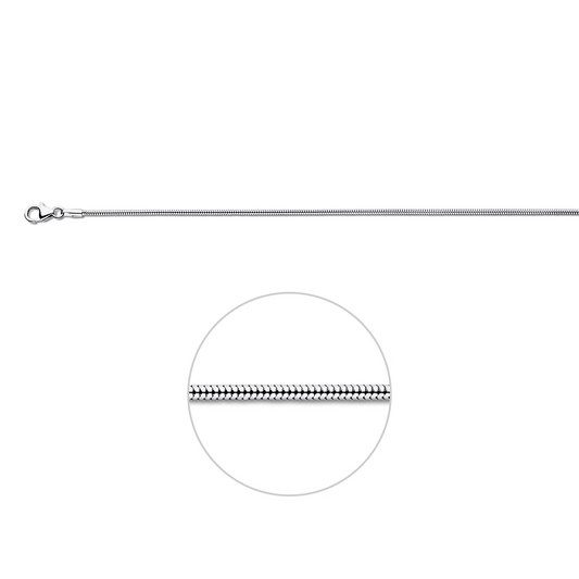 slang rond 1,4 mm 14K witgoud