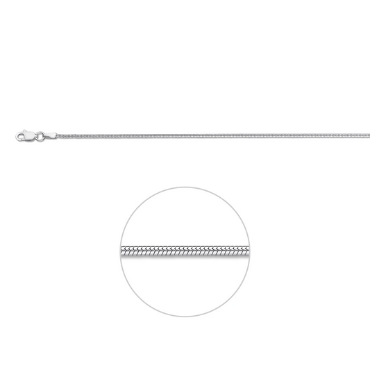 slang rond 1,4 mm zilver wit
