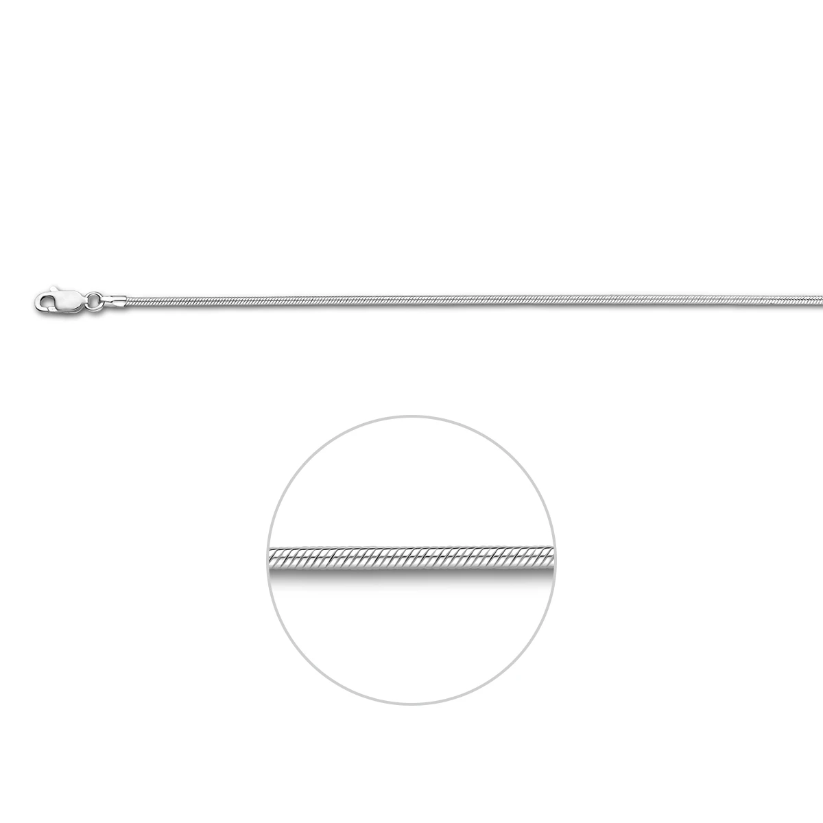 slang rond 1,6 mm zilver wit