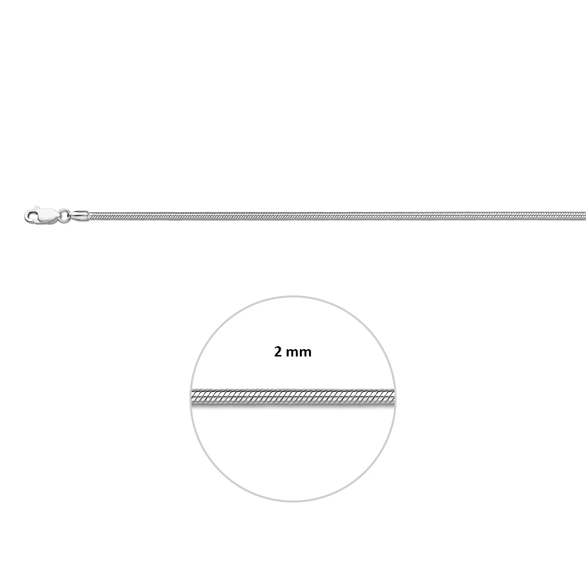 slang rond 2,0 mm zilver wit