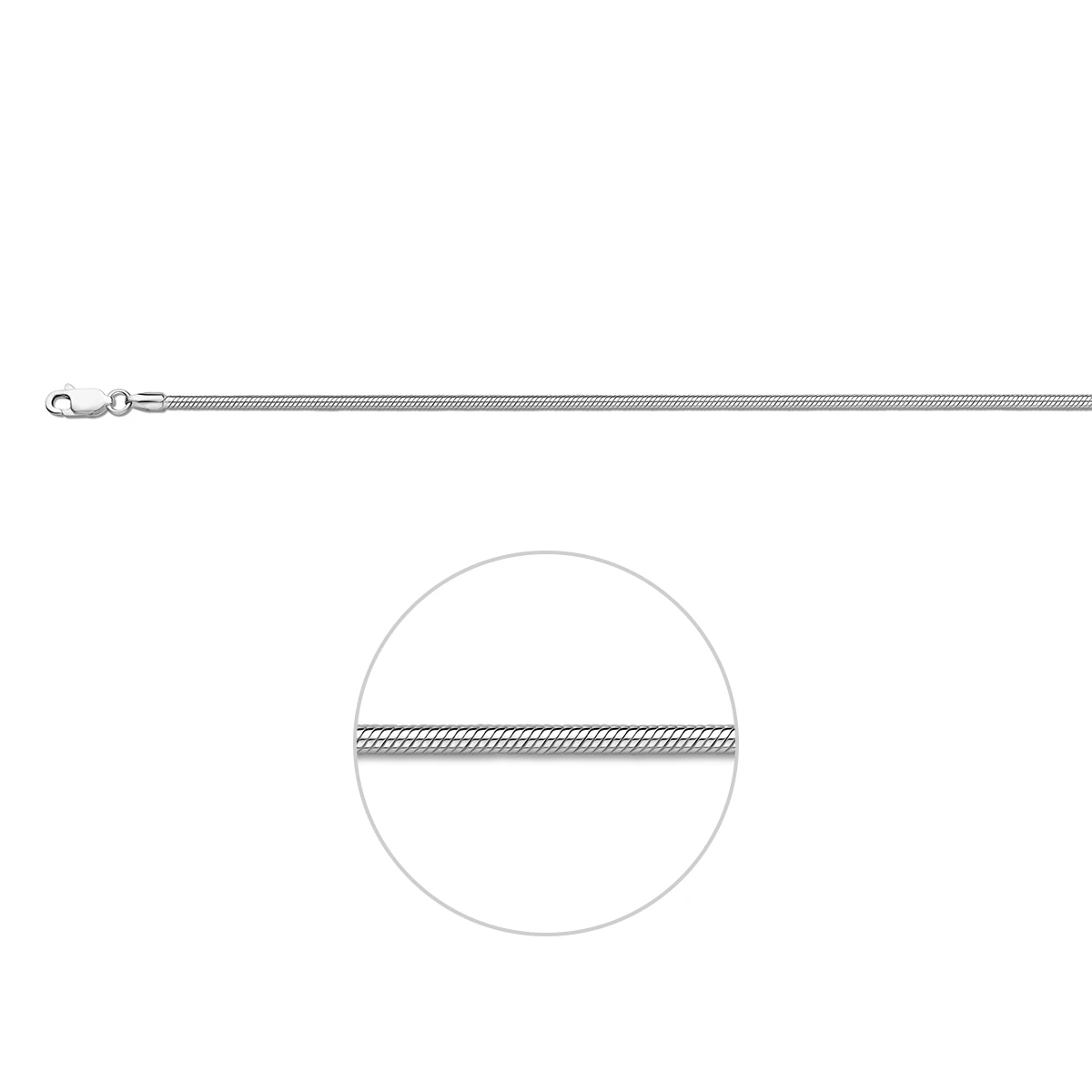 slang rond 2,0 mm zilver wit