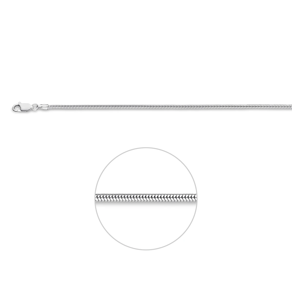 slang rond 2,0 mm zilver wit