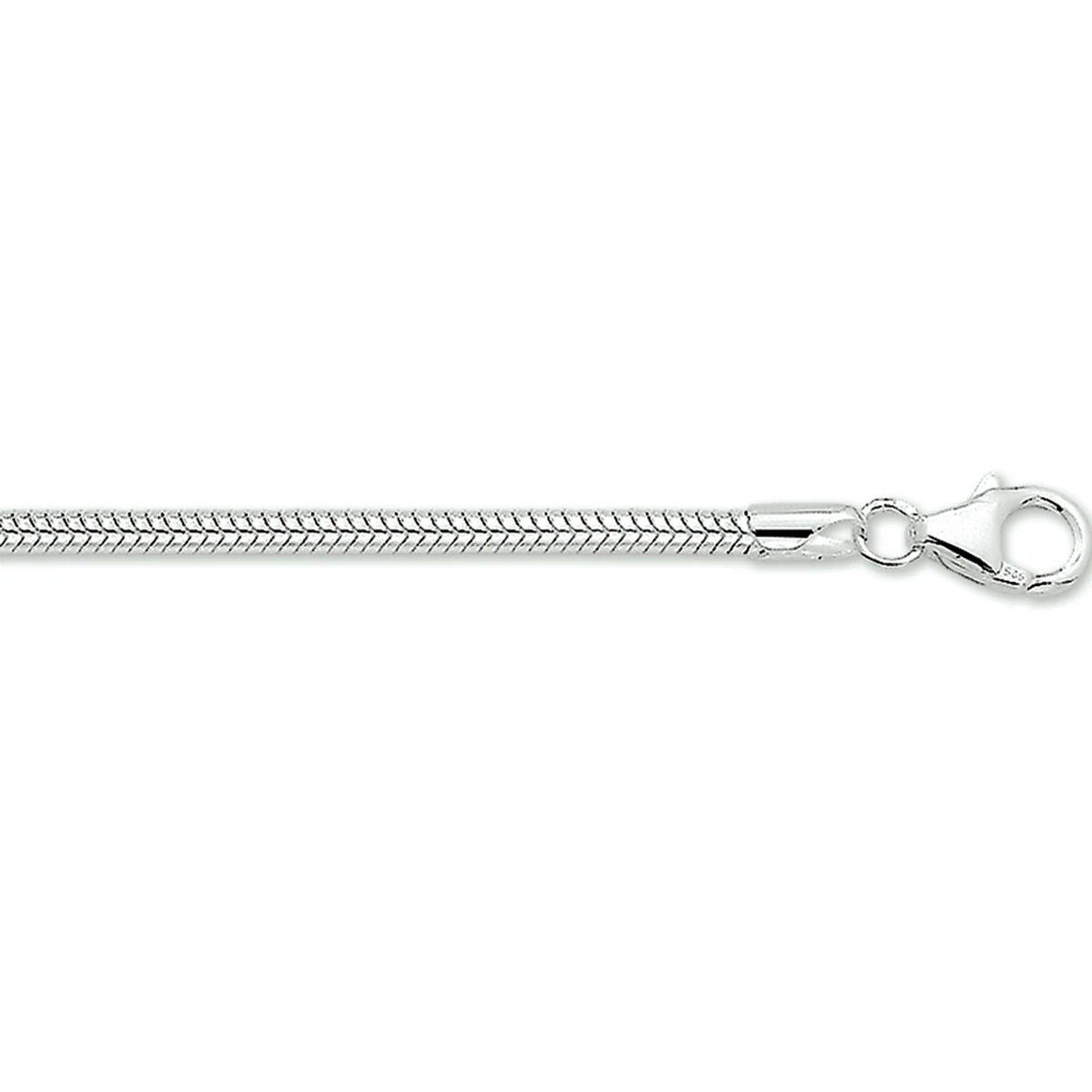 slang rond 2,4 mm zilver gerhodineerd
