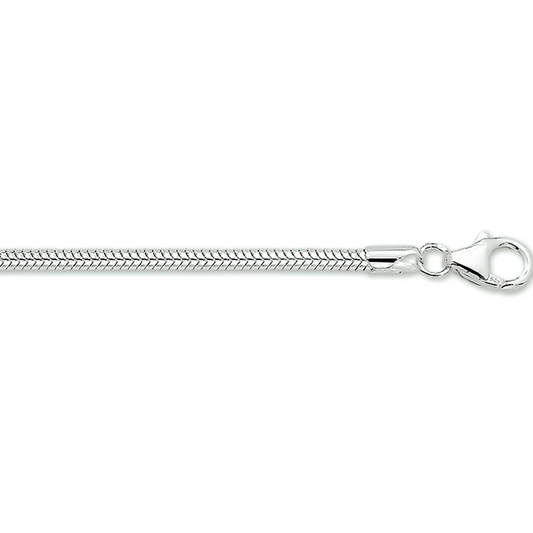 slang rond 2,4 mm zilver gerhodineerd