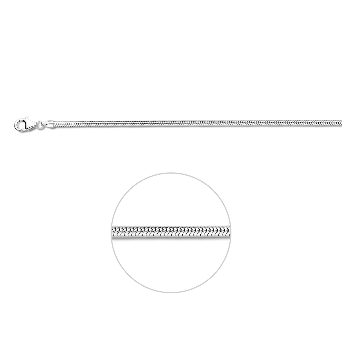 slang rond 2,4 mm zilver wit