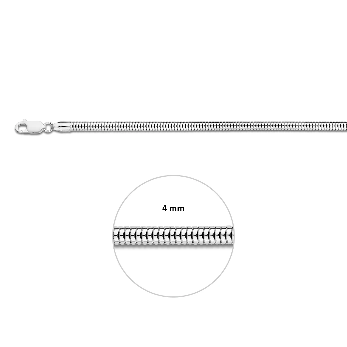 slang rond 4,0 mm zilver wit