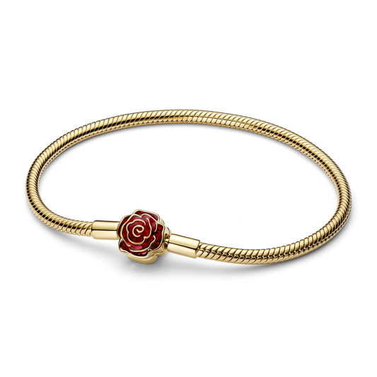 Slangenschakelarmband Disney Belle en het Beest betoverde roos