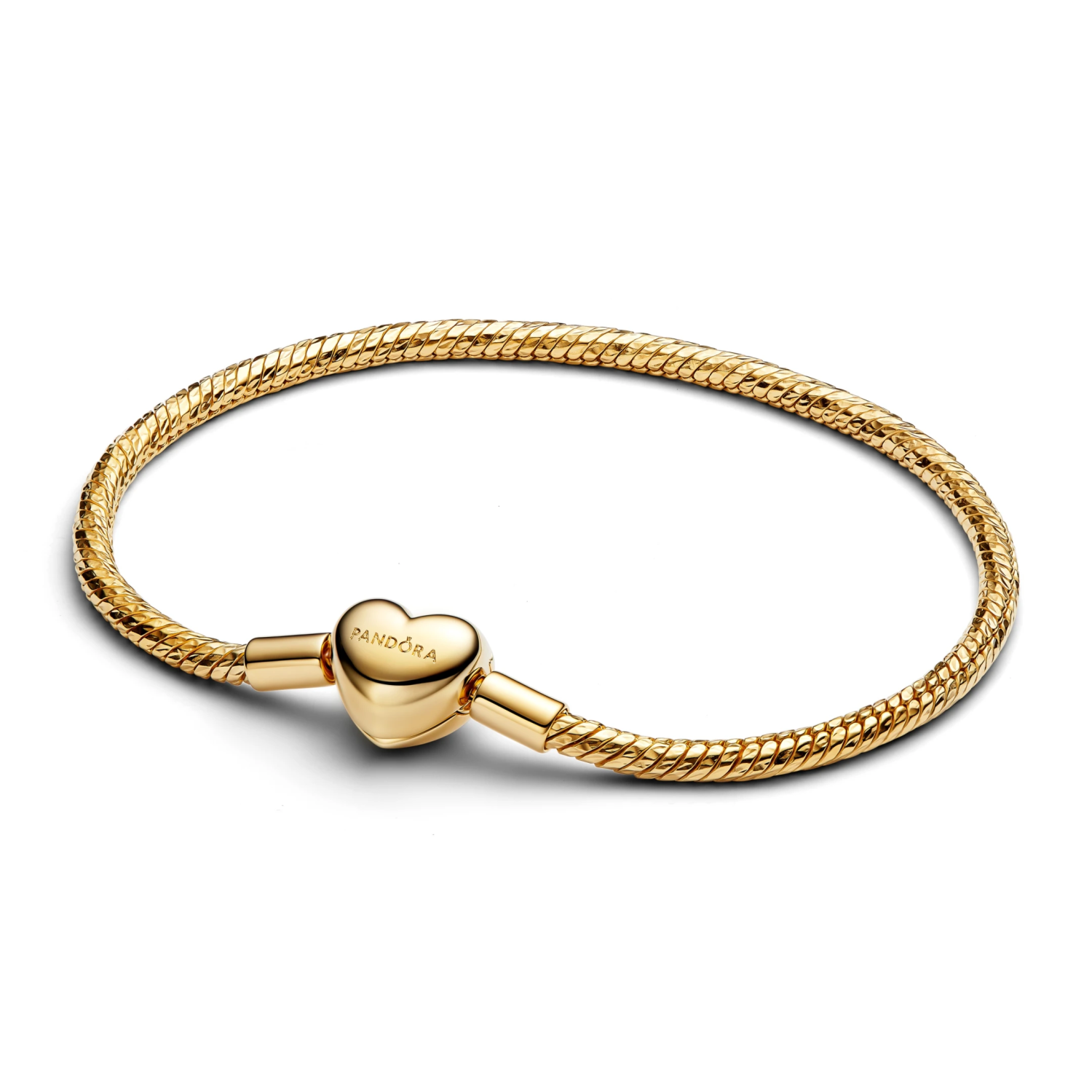 Snake-chain armband met facet geslepen schakels en hartsluiting