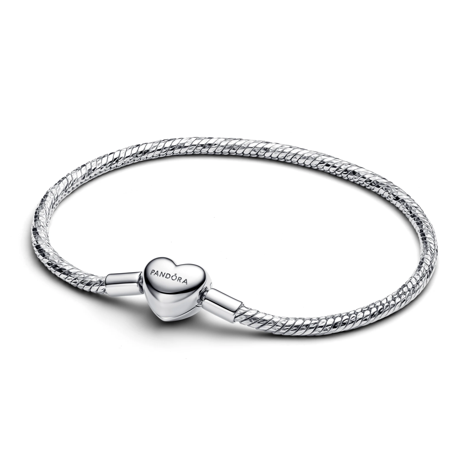 Snake-chain armband met facet geslepen schakels en hartsluiting