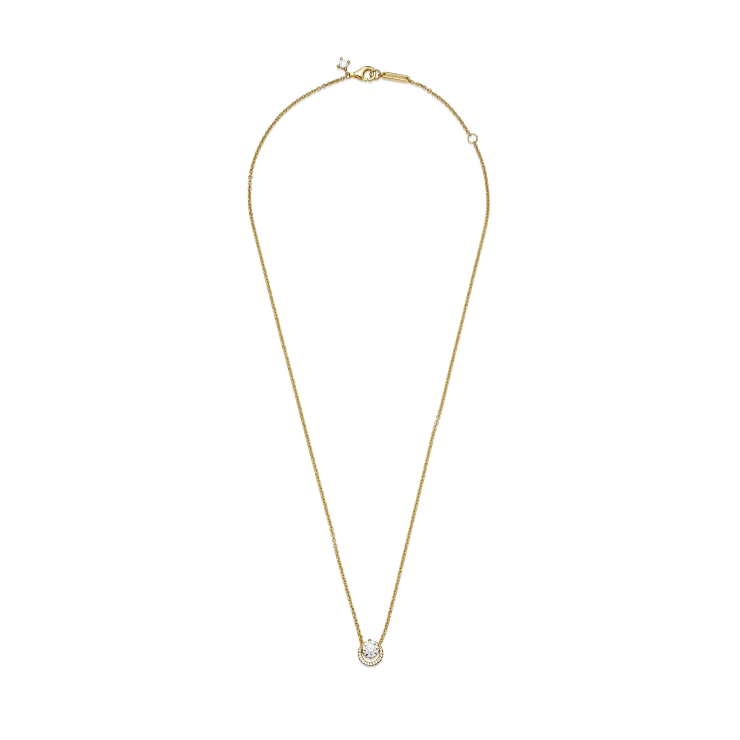 Sparkling Round Halo Pendant Collier Necklace