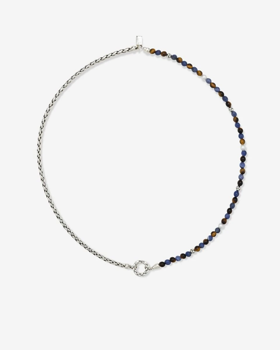 177TIS 45cm - Stacking Necklace Spirit Bead Silver Tiger Eye Sodalite
