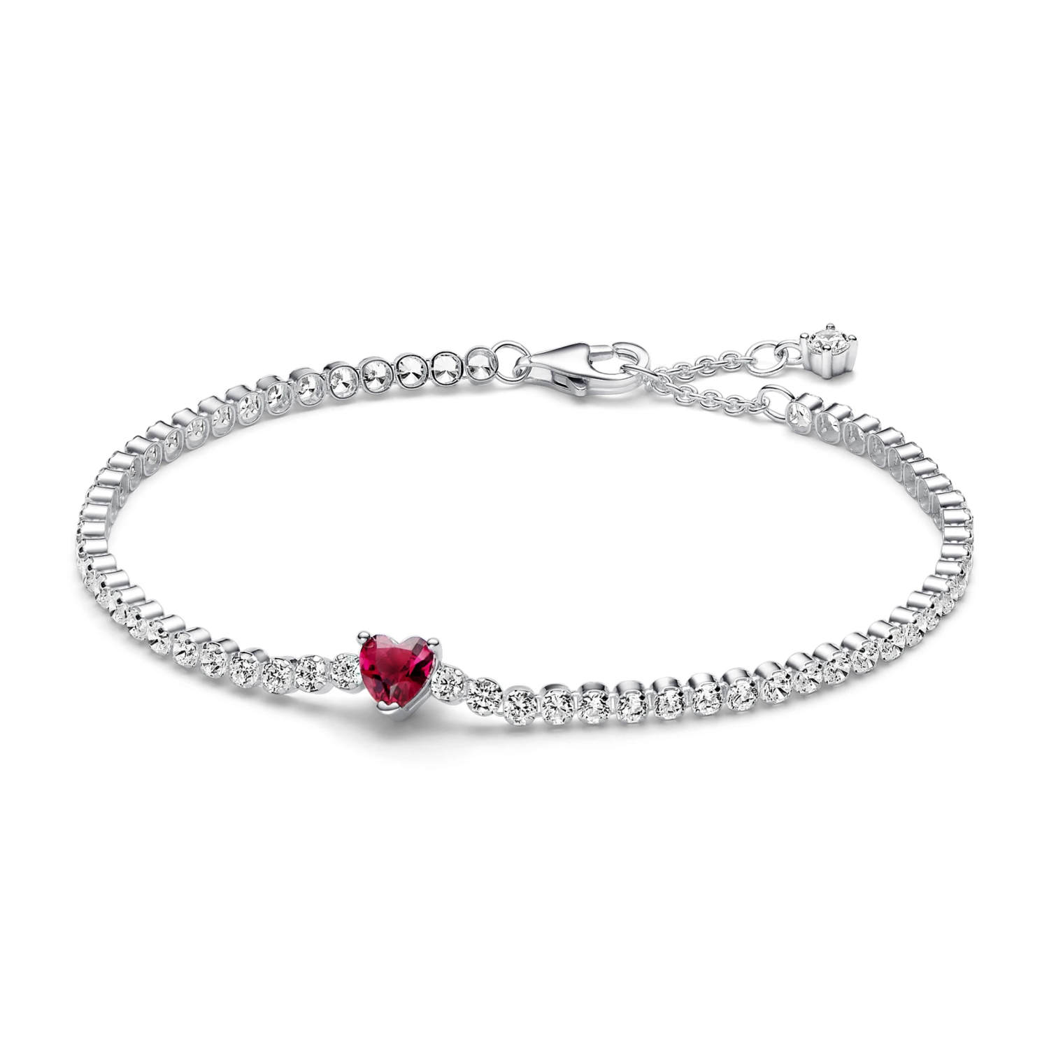 Sprankelend Rood Hart Tennisarmband