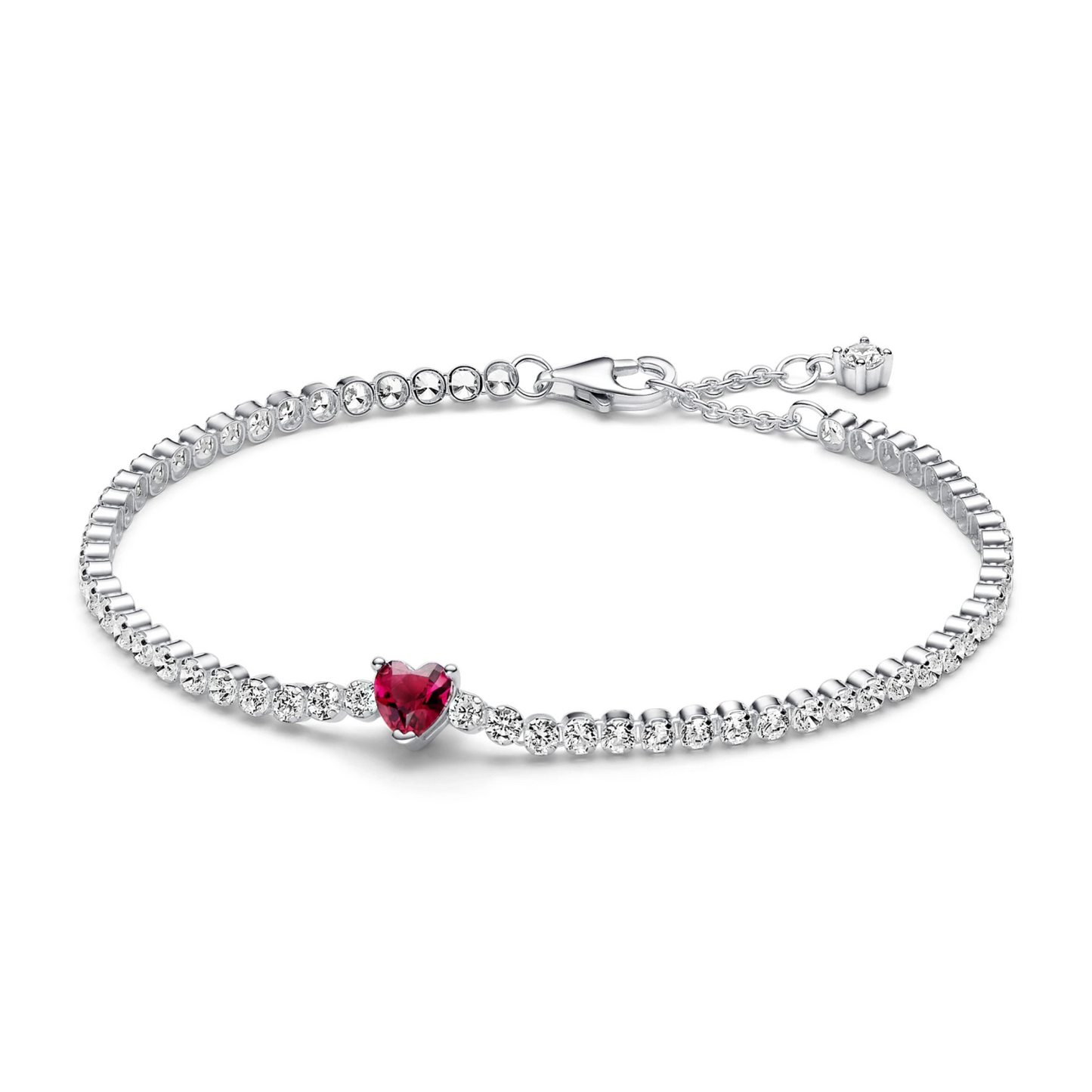 Sprankelend Rood Hart Tennisarmband