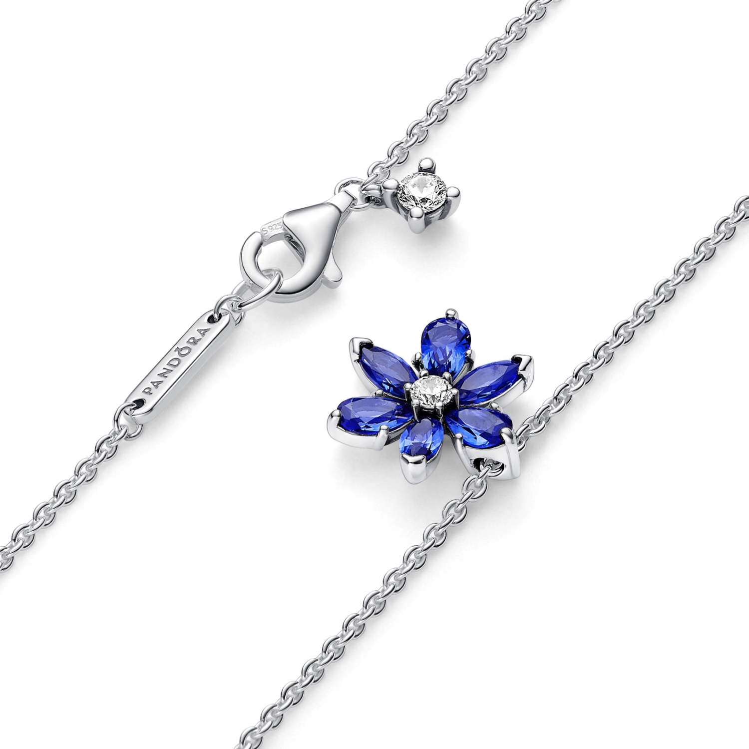 Sprankelende Blauwe Herbarium Cluster Ketting met Hanger