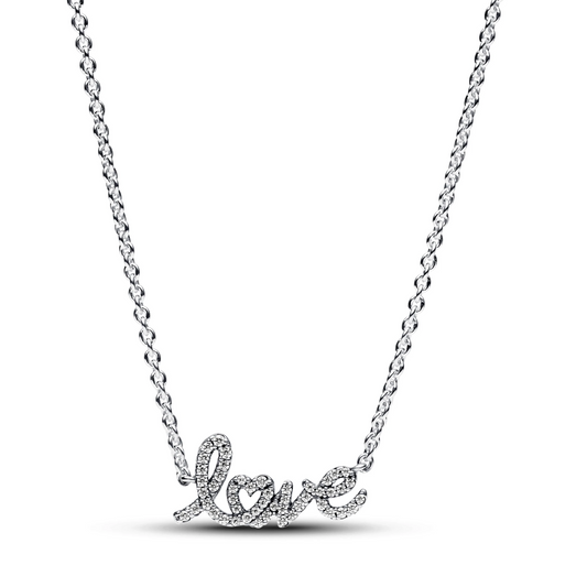 Sprankelende halsketting love handgeschreven