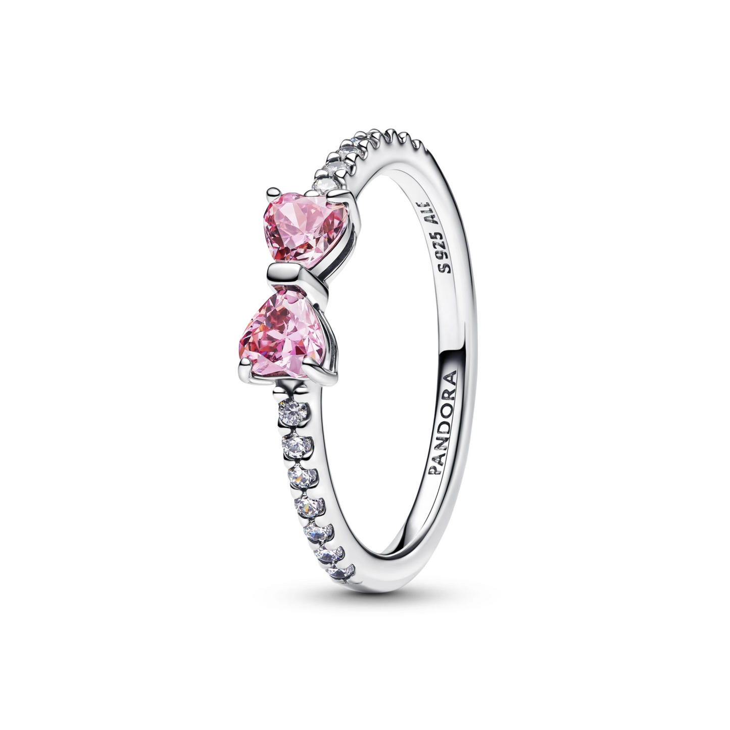 Sprankelende ring met roze strik