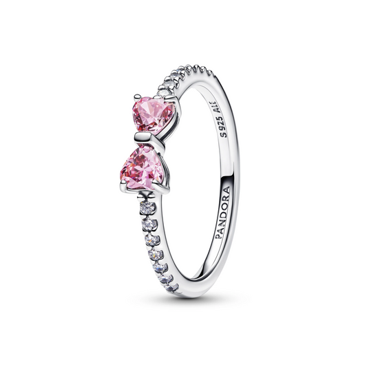 Sprankelende ring met roze strik