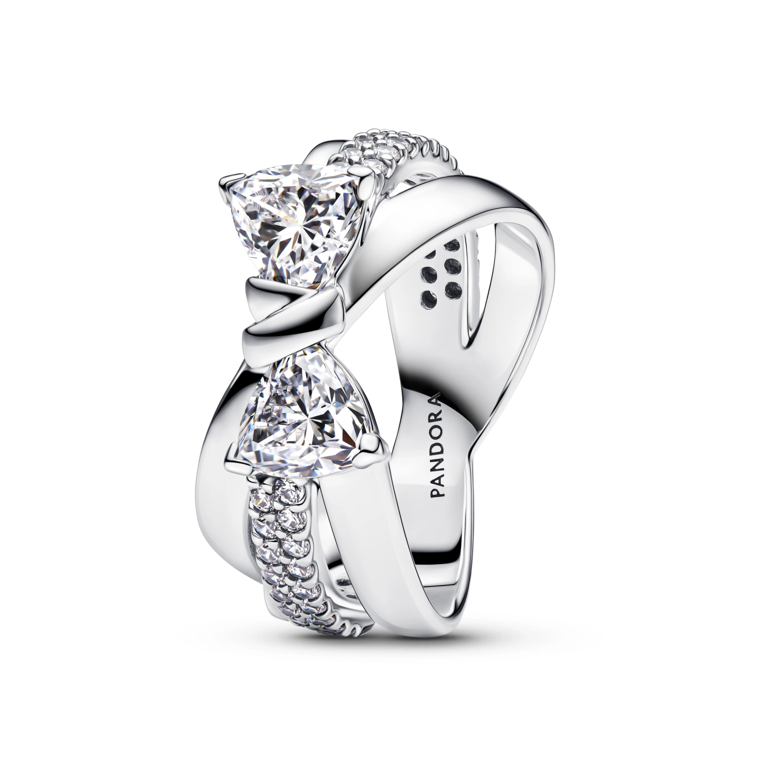 Sprankelende ring met strik en vervlochten banden
