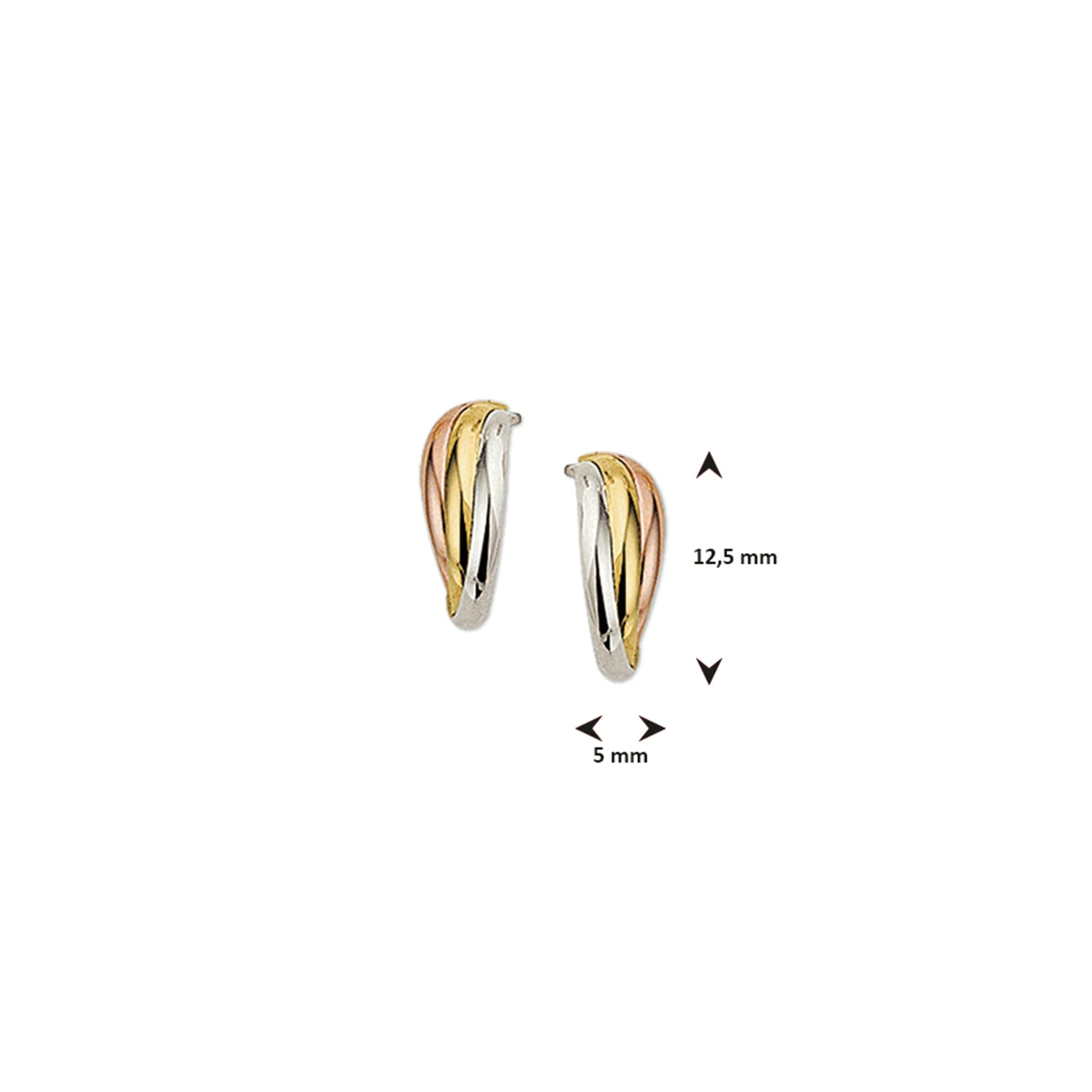 stekeroorringen tricolor 14K tricolor goud