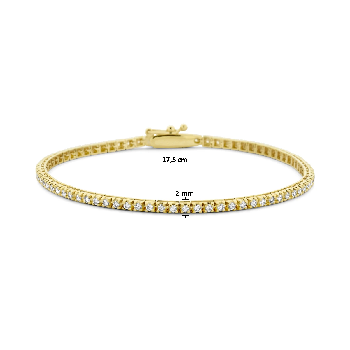 tennisarmband diamant 1.00ct h si 2,0 mm 17,5 cm 14K geelgoud