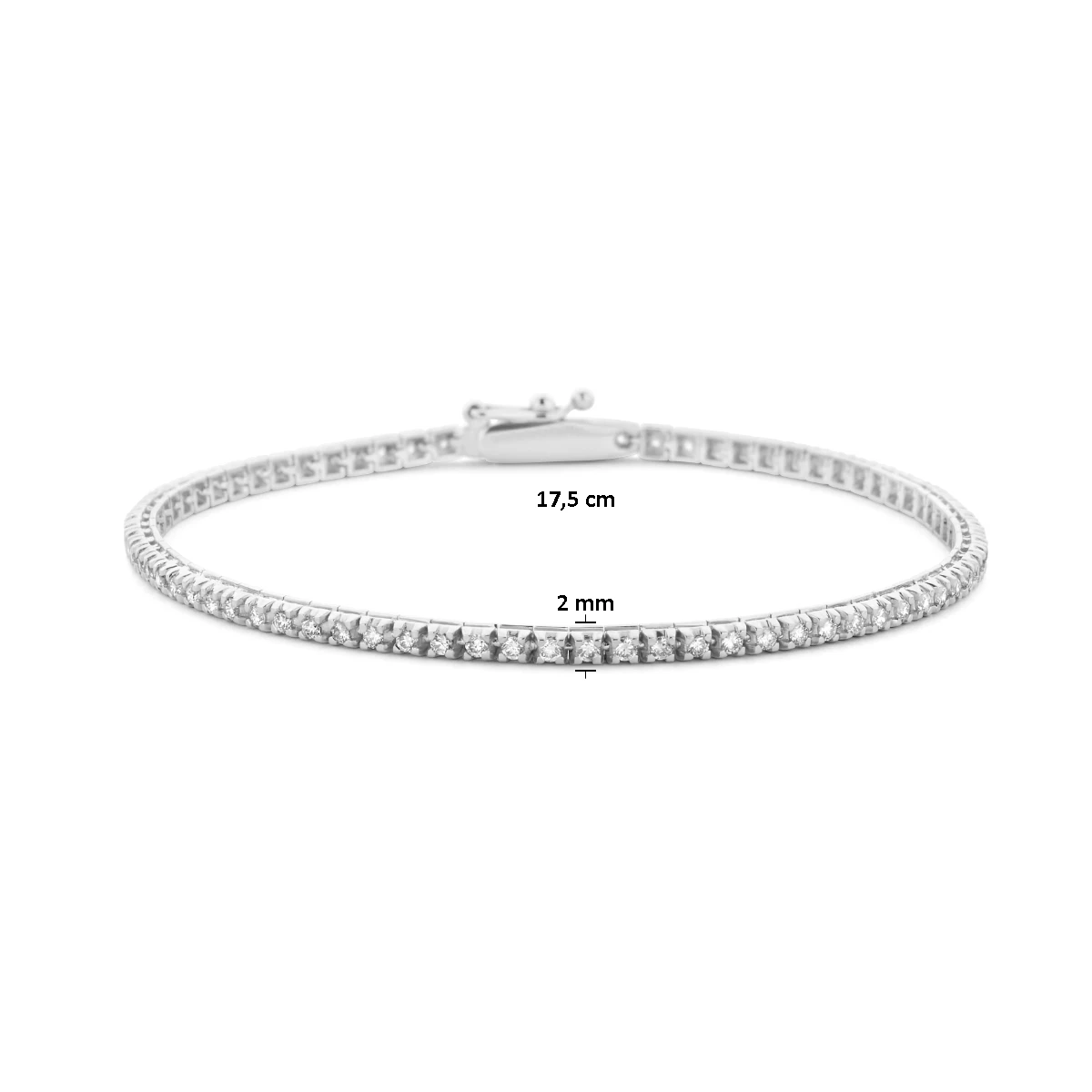 tennisarmband diamant 1.00ct h si 2,0 mm 17,5 cm 14K witgoud