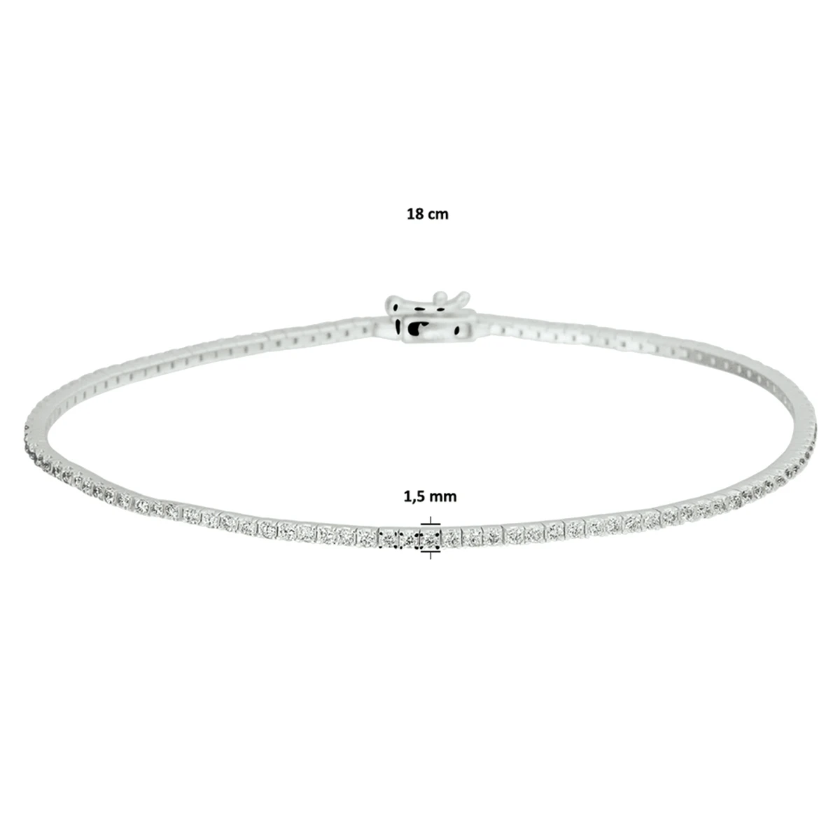 tennisarmband diamant 1,5 mm 18 cm 1.00ct g si 14K witgoud
